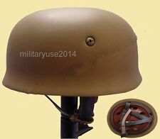 WWII German Fallschirmjager M38 Steel Helmet With Leather Liner Mud – GM035 picture