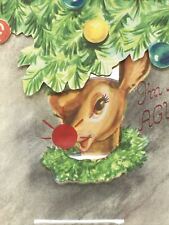 Vintage Mechanical Rudoph Red Nosed Reindeer Christmas Card 