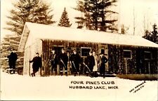 Vintage RPPC MI Postcard Four Pines Club Hubbard Lake Cabin Guns Hunt Alcona picture