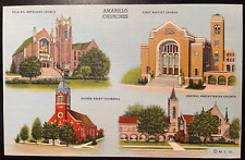 Vintage Postcard 1939 Four Churchs of Amarillo, Texas (TX) picture