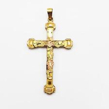 Antique Repro Multicolor Gold Filled Cross Floral 1 3/8” picture
