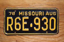 1978 MISSOURI License Plate # R6E - 930 picture