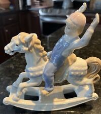 Meico Figurine, Boy On Rocking Horse, Handcrafted, Vintage picture