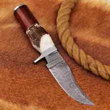 Hand Forged HUNTING KNIFE With Sheath | Antler FIXED Blade Custom Knife | Campin picture