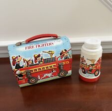 Vintage 1969 Disney Fire Fighters Metal Dome Top Lunchbox W/ Thermos Read picture