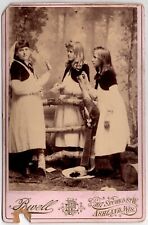 CIRCA 1890s CABINET CARD POWELL GIRL GIVING SISTERS 