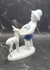 VTG Porcelain Figurine Young Boy Feeding Fawn by GEROLD Porzellan Bavaria picture