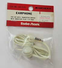 Vintage Radio Shack Archer Transistor Radio Mono Earphone 3mm Plug White New picture