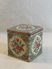 Vintage Tin by DAHER Long Island, N.Y. Made in England Hinged Lid Pink Florals picture