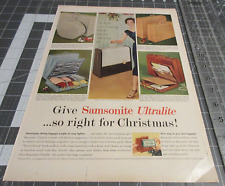 1957 Samsonite Ultralite Luggage Right for Christmas, Vintage Print Ad picture