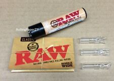 One Pack of RAW Classic Single Wide Rolling Papers + THREE GLASS TIPS + LIGHTER picture