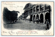 1906 Santa Ana Park & Real Street Panama Horse Carriage Posted Antique Postcard picture