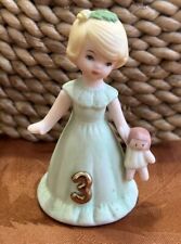 Enesco Growing Up Birthday Girls Blonde Figurine Age 3 With Toy Doll picture