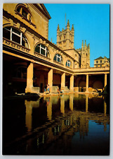 Postcard Great Roman Bath and Bath Abbey England [ew] picture