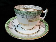 PHOENIX BONE CHINA TF & S LTD ENGLAND GOLD FLOWERS DEMITASSE FOOTED CUP & SAUCER picture