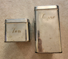 Vintage Set of 2 Canette Sugar and Tea Canisters Chrome MCM picture