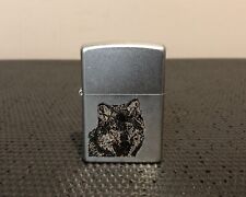 Vintage 2002 Wolf Head Silver Chrome Finish Zippo Lighter Brand New Unstruck picture