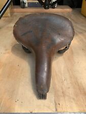 PREWAR LATE 20'S THRU MID 30'S TROXEL LONG SPRING LEATHER BICYCLE SADDLE. picture