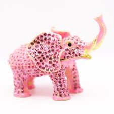 Bejeweled Enameled Trinket Box/Figurine With Rhinestones-Pink Sparkling Elephant picture