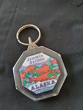 Vintage Alaska JAMMIN SALMON Brand Souvenir Acrylic Keychain Key Ring picture
