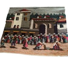 Vintage Peruvian Coiled Wool Hand Woven Folk Art Tapestry Wall Hanging picture