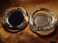 ITALIAN CONTEMPORARY CRYSTAL ASHTRAY & MIRRORED PLATE WITH GOLDEN DECORATIONS picture