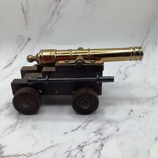 Vintage WW1 Replica Metal Cannon On Wooden Frame With Rolling Wheels Italy picture