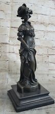Handcrafted Victorian Lady With Flowers Bronze Sculpture Figurine Deco Art Deal picture