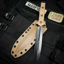 HERETIC NEPHILIM DOUBLE EDGE FIXED BLADE - BATTLEWORN BLACK WITH FDE G-10 SCALES picture