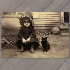 POSTCARD Children Scary Vintage 19th Century Horror Playful Cats picture