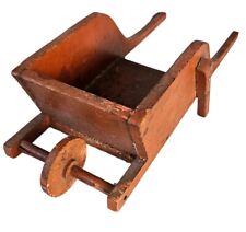 Vintage Push Toy Wood Yard Cart Wooden Wheelbarrow Primitive Easter Egg Holder picture