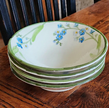 4 FRANCISCAN FORGET ME NOT  7 INCH EARTHENWARE CEREAL BOWLS BLUE FLORAL picture