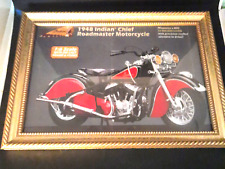 1948 Indian Chief Roadmaster Motorcycle Advertising Framed Picture 13×9 W/Glass picture