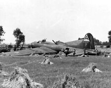 B-17 Flying Fortress Crash in Hay Field after Bomb Run WWII WW2 8x10 Photo 106b picture