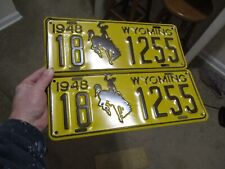 A++  1948 MINT WYOMING NOS PAIR LICENSE PLATES UNOPENED IN ORIGINAL ENVELOPE picture