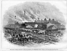 RAILROAD STRIKE BURNING OF ROUND-HOUSE AT PITTSBURGH RAILROAD TRACKS HISTORY picture