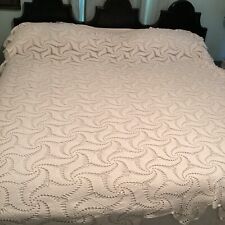 Vintage Hand Crocheted Bed Coverlet 80