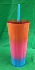 Starbucks NWT Summer 2023 Puffy “Gradient Ombre” Pink Orange Blue 24Oz Cold Cup picture