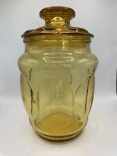 Vintage LE Smith Amber Bubble Glass Apothecary Canister Jar With Lid picture
