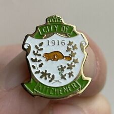 1916 Beaver Kitchener City Crest Coat Arms Laurel Enamel Hat Canada Lapel Pin picture