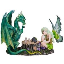 PT Pacific Trading Winged Fairy Playing Chess with Green Dragon Figure picture