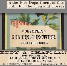 Fire Department Man or Beast Cure 1800's Golden Tincture Toothache Ad Trade Card picture
