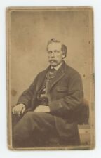 Antique ID'd CDV Circa 1860s Rugged Man With Mustache in Suit Keeseville, NY picture