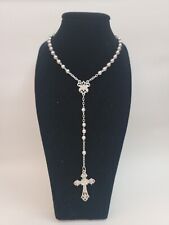 Vintage Sterling Silver INRI Rosary Prayer Beads Jesus Cross  Necklace France picture