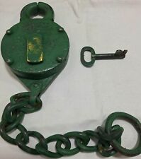 ANTIQUE PADLOCK CRAB LOCK WITH KEY WORKING ORDER picture
