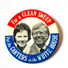 1977 Vintage Button Jimmy Carter Rosalynn Carter Politics Campaign  picture