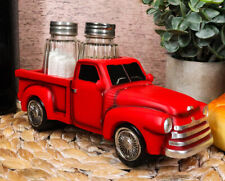 Ebros Old Fashioned Red Pickup Truck Holder For Glass Salt And Pepper Shakers picture