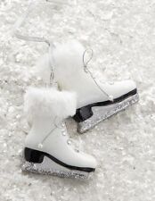 Raz Imports White Fur Trim Skates Glass Christmas Ornament 5.5