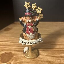 2001 Kurt Adler Christmas Ornament Happy New Year Mouse Resin picture