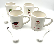 ZULAUF DESIGN Christmas Cut Outs Set 4 Mugs w/Spoons-Holiday Serving Set W/Box picture